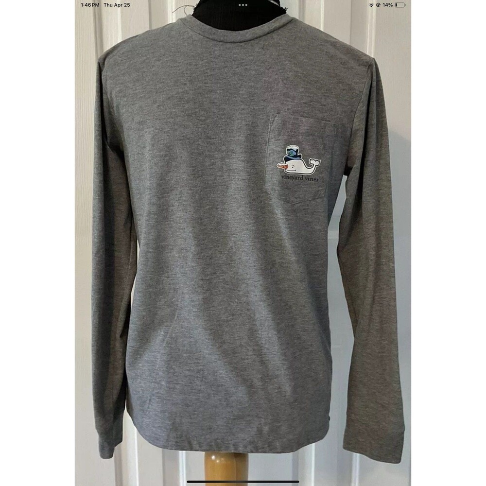 Vineyard Vines Long Sleeve 2016 Happy Holidays Christmas Whale Shirt Youth Med